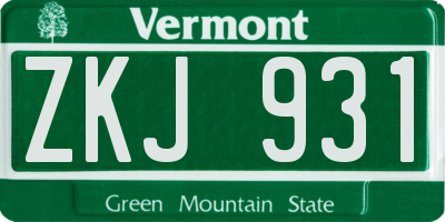 VT license plate ZKJ931