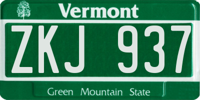 VT license plate ZKJ937