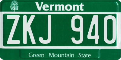 VT license plate ZKJ940