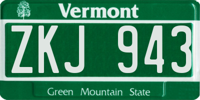 VT license plate ZKJ943