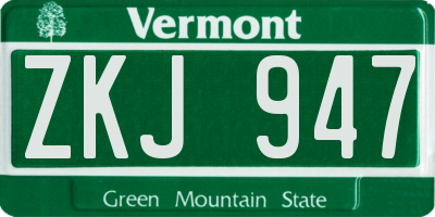 VT license plate ZKJ947