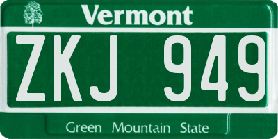 VT license plate ZKJ949