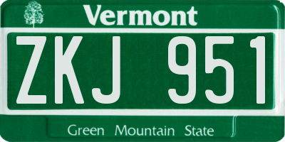 VT license plate ZKJ951