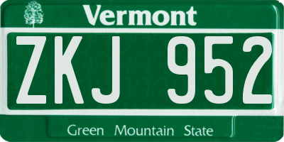 VT license plate ZKJ952