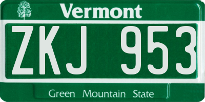 VT license plate ZKJ953