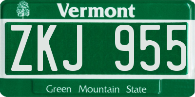 VT license plate ZKJ955