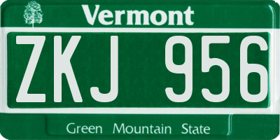 VT license plate ZKJ956