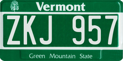 VT license plate ZKJ957