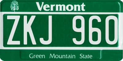 VT license plate ZKJ960