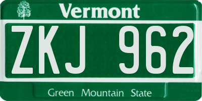 VT license plate ZKJ962