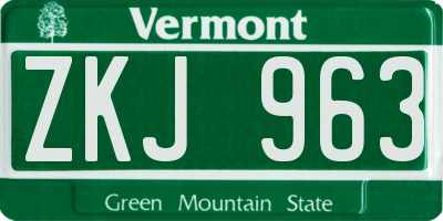VT license plate ZKJ963