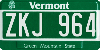 VT license plate ZKJ964