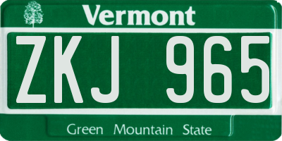 VT license plate ZKJ965