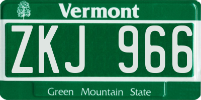 VT license plate ZKJ966