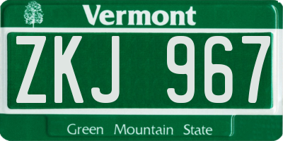VT license plate ZKJ967