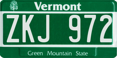 VT license plate ZKJ972