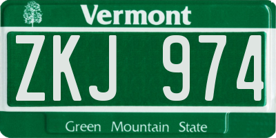 VT license plate ZKJ974
