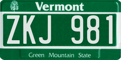 VT license plate ZKJ981
