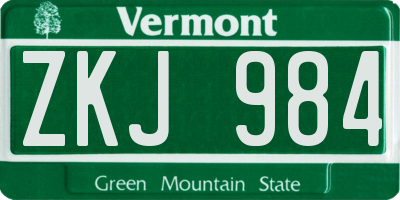 VT license plate ZKJ984