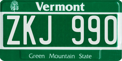 VT license plate ZKJ990