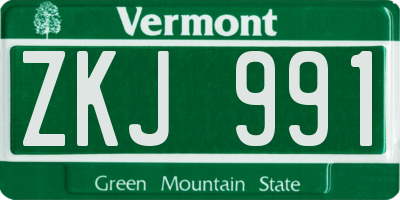 VT license plate ZKJ991