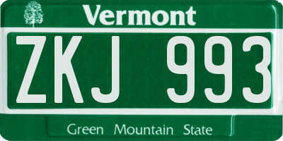 VT license plate ZKJ993