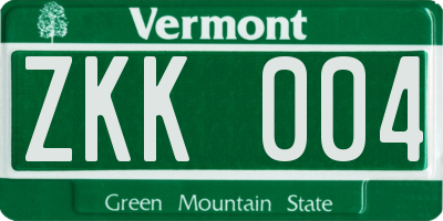 VT license plate ZKK004