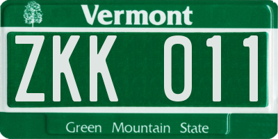 VT license plate ZKK011