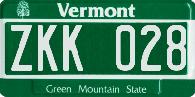 VT license plate ZKK028