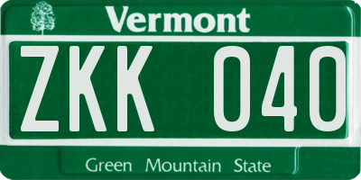 VT license plate ZKK040