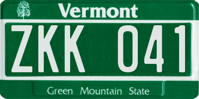 VT license plate ZKK041