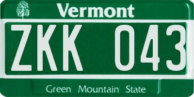 VT license plate ZKK043