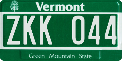 VT license plate ZKK044