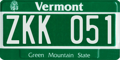 VT license plate ZKK051