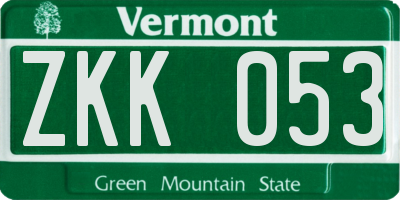 VT license plate ZKK053