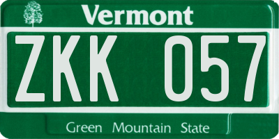 VT license plate ZKK057