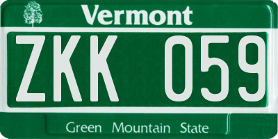 VT license plate ZKK059