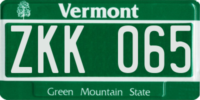 VT license plate ZKK065