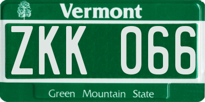 VT license plate ZKK066
