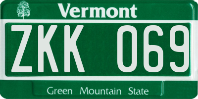 VT license plate ZKK069