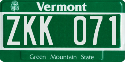 VT license plate ZKK071