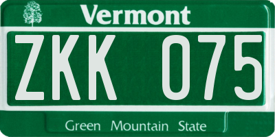 VT license plate ZKK075