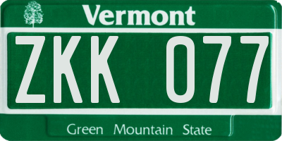VT license plate ZKK077