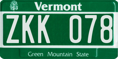 VT license plate ZKK078