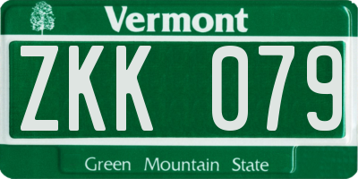 VT license plate ZKK079