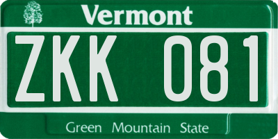 VT license plate ZKK081