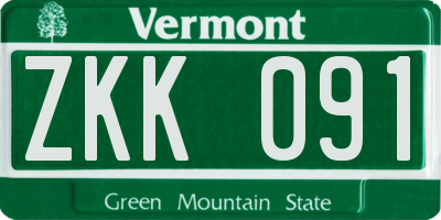 VT license plate ZKK091