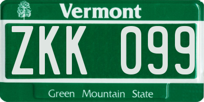 VT license plate ZKK099