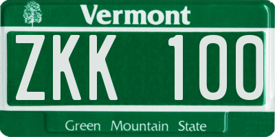 VT license plate ZKK100
