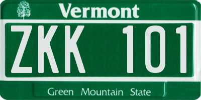 VT license plate ZKK101